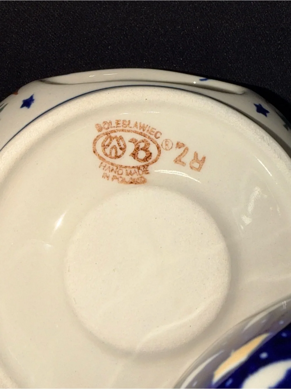 Blue and White Ceramic Teapot with Green and Brown Pattern